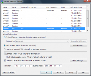 VMware Virtual Network Editor